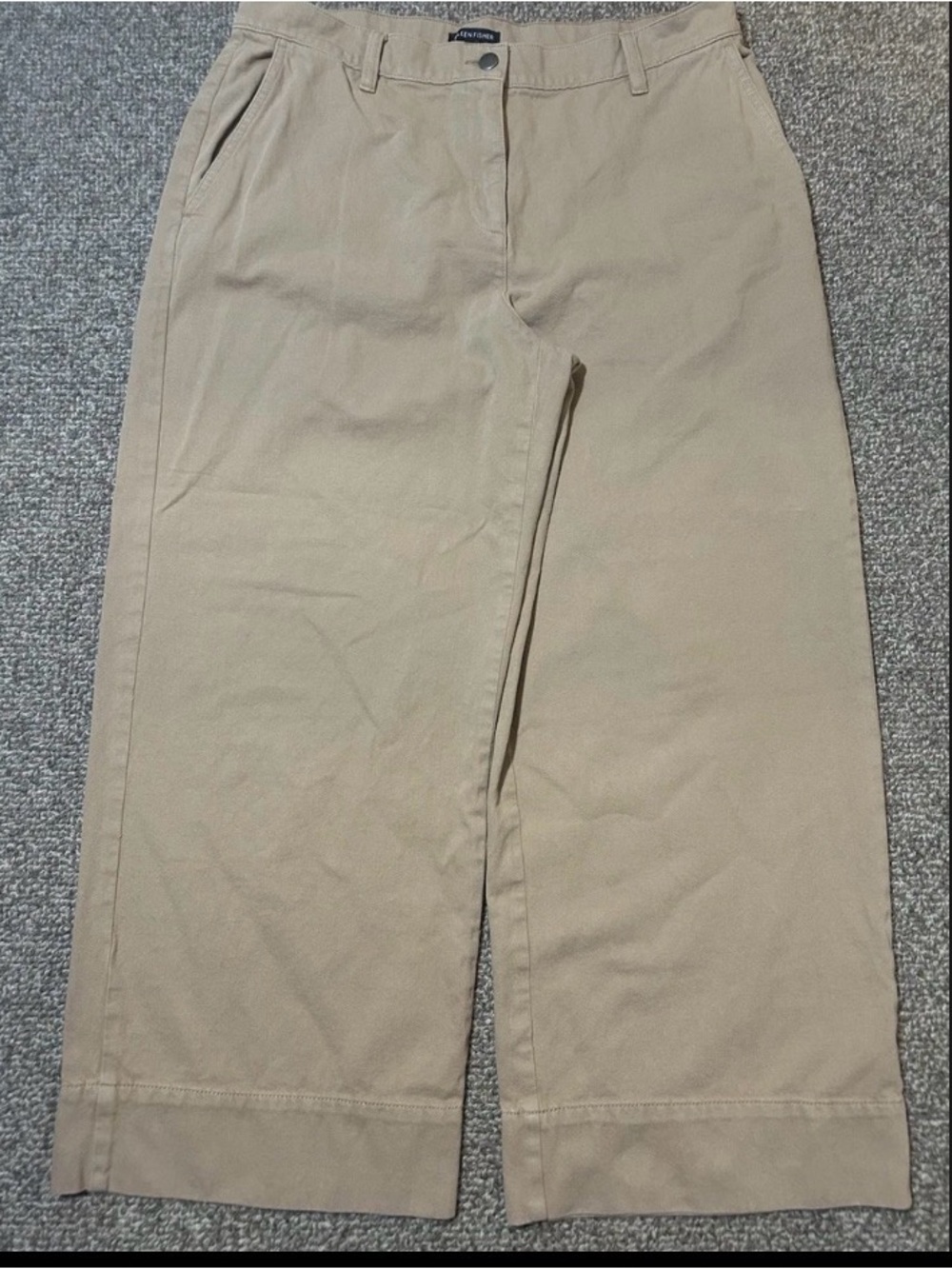 Eileen Fisher Khaki Wide-Leg Chino Pants Size L